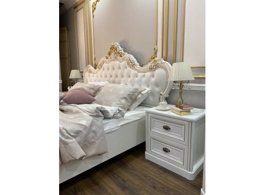 Кровать двуспальная с мягким изголовьем Натали 180, белая Кровать двуспальная с мягким изголовьем Натали 180, белая