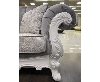 Комплект мягкой мебели Лорена белый матовый БП (ткань: благородный серый)