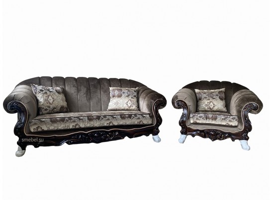 Диван трехместный Лорена орех матовый БП (ткань: Турин)