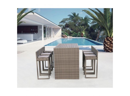 Барный комплект плетеной мебели T390GD/Y390G-W78_6Pcs Grey в Набережных Челнах