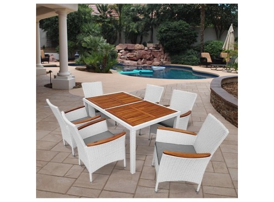Комплект плетеной мебели мебели AFM-460A 150x90 White (6+1) в Набережных Челнах