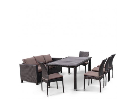 Комплект плетеной мебели T347/S65A/Y380A-W53 Brown (8+1) в Набережных Челнах