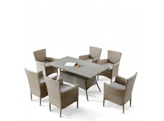 Комплект плетеной мебели AFM-195-6Pcs Beige (6+1) в Набережных Челнах Комплект плетеной мебели AFM-195-6Pcs Beige (6+1) в Набережных Челнах