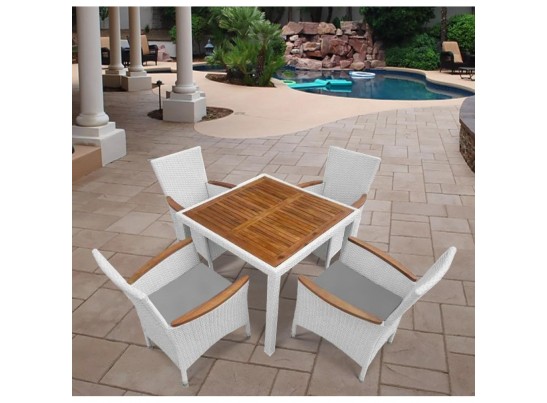 Комплект плетеной мебели AFM-440A 90x90 White (4+1) в Набережных Челнах