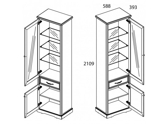 Шкаф с витриной 1V1D1S TOSCANA в Набережных Челнах