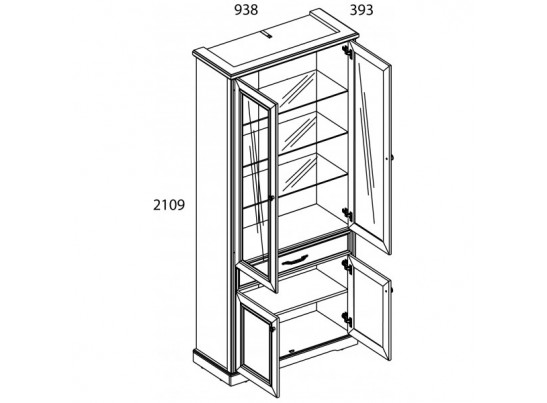 Шкаф с витриной 2V2D1S TOSCANA в Набережных Челнах
