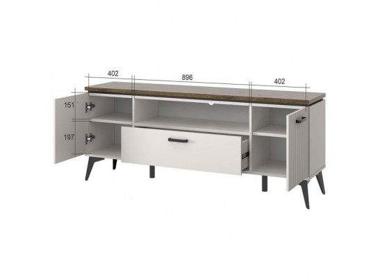 VINATI, Тумба RTV 2D1SN. Цвет ПЕРСИДСКИЙ ЖЕМЧУГ/ АМАРОК