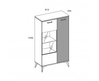 VINATI, Шкаф с витриной 1V1D P. Цвет ПЕРСИДСКИЙ ЖЕМЧУГ/ АМАРОК