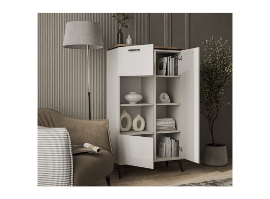 VINATI, Шкаф с витриной 1V1D P. Цвет ПЕРСИДСКИЙ ЖЕМЧУГ/ АМАРОК