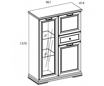 SEVILLA, Шкаф с витриной 1V2D1S. Цвет БЕЛЫЙ