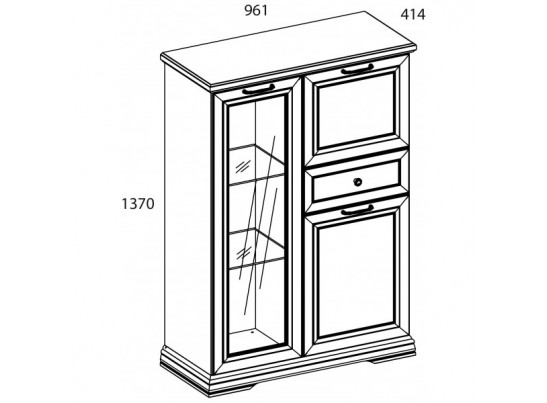 SEVILLA, Шкаф с витриной 1V2D1S. Цвет БЕЛЫЙ