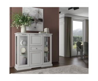 SEVILLA, Шкаф с витриной 2V2D1S. Цвет БЕЛЫЙ