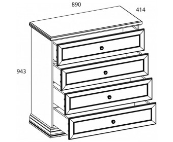 SEVILLA, Комод 4S. Цвет БЕЛЫЙ