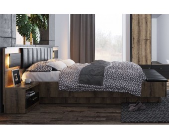 Кровать 160М с подъемником, JAGGER, цвет Дуб монастырский /Черный