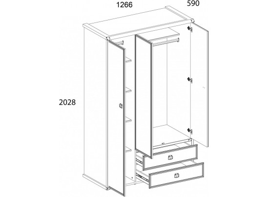 Шкаф 3DG2S, MAGELLAN, цвет Сосна винтаж