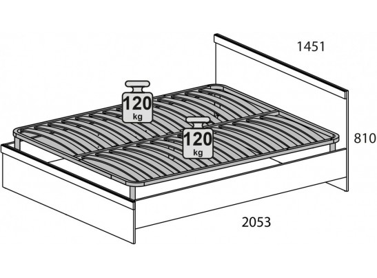Кровать 140, OSKAR , цвет дуб Санремо