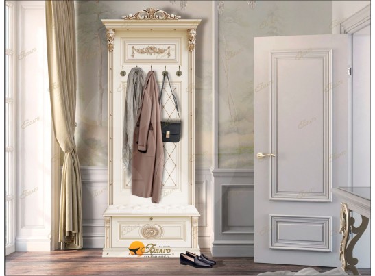 Прихожая Б11.2-6 (Декор "Овал") Карамель/патина золото/белый в Набережных Челнах