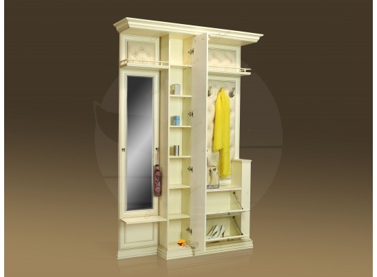 Прихожая Б11.3-2 (каретная стяжка Карамель/патина золото/бежевый в Набережных Челнах