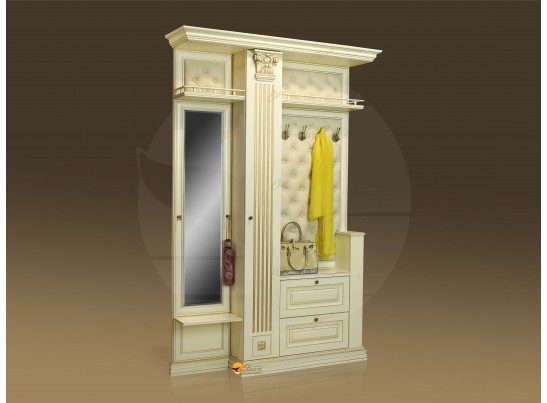 Прихожая Б11.3-2 (каретная стяжка Карамель/патина золото/бежевый в Набережных Челнах