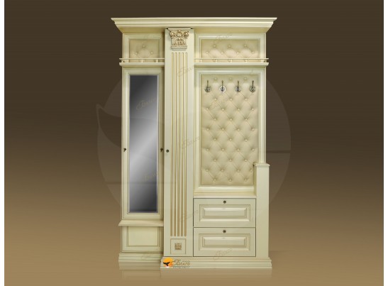 Прихожая Б11.3-2 (каретная стяжка Карамель/патина золото/бежевый в Набережных Челнах