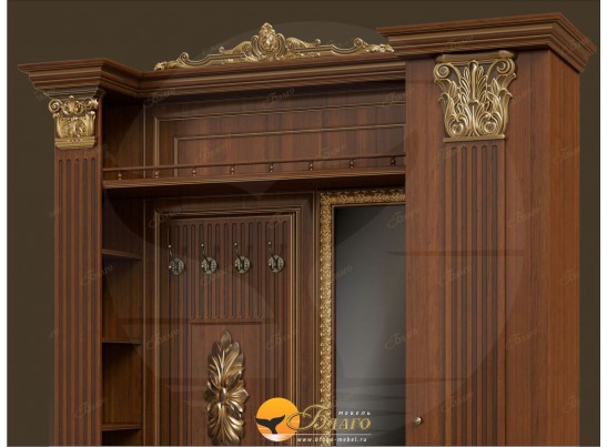 Прихожая Б11.4-17 (декор ЦД-24) Орех/патина золото в Набережных Челнах