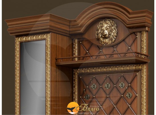 Прихожая Б11.5-5 (декор ЛЕВ) Орех/патина золото в Набережных Челнах