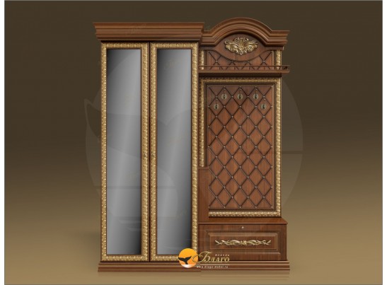 Прихожая Б11.5-7 (декор Павлин) Орех/патина золото в Набережных Челнах