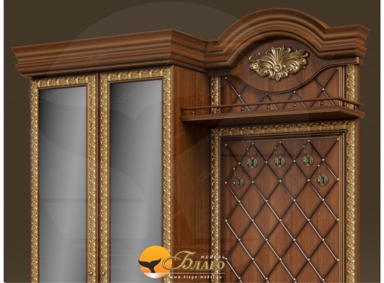 Прихожая Б11.5-7 (декор Павлин) Орех/патина золото в Набережных Челнах