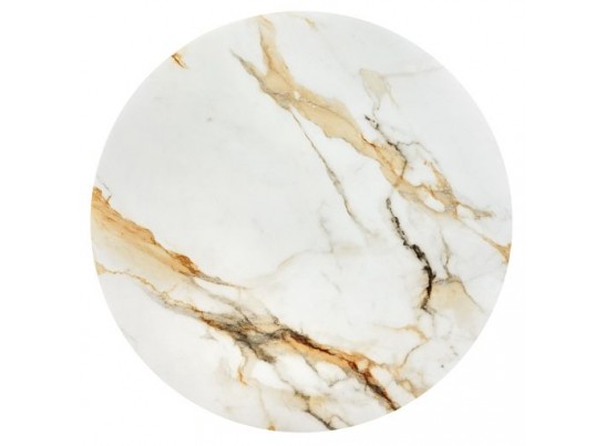 Стол Aura D110, керамогранит Calacatte gold (глянец), белый