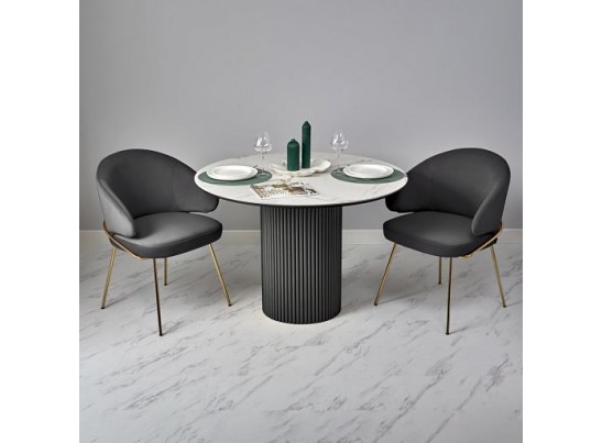 Стол Aura D110, керамогранит Ravena Natural (матовый), черный