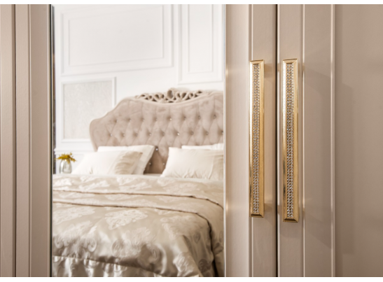 Шкаф МОККО 4-ств с зеркалом бежевый