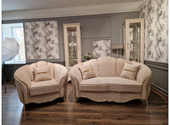 Раскладной Диван Лара 2х местный, бежевый золото в Набережных Челнах