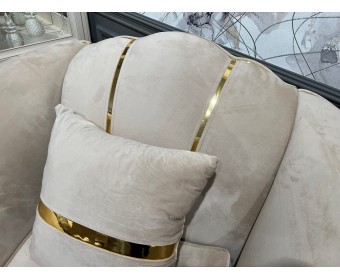 Комплект Лара, (диван + 2 кресла) бежевый золото