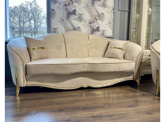Комплект Лара, (диван + 2 кресла) бежевый золото
