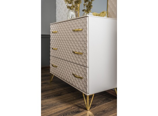 Комод LARA 3 ящика, бежевый глянец в Набережных Челнах
