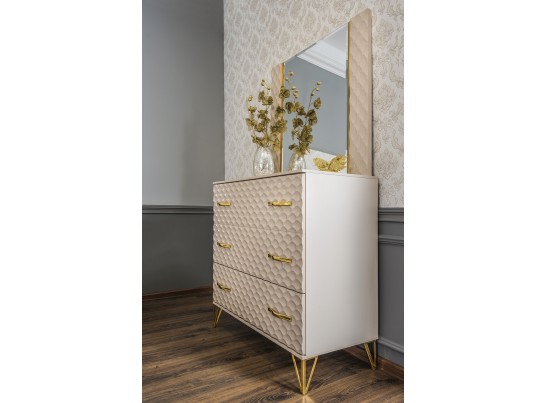 Комод LARA 3 ящика, бежевый глянец в Набережных Челнах