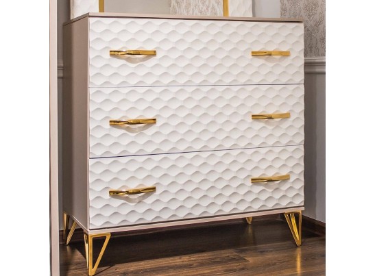 Комод LARA 3 ящика, белый глянец в Набережных Челнах
