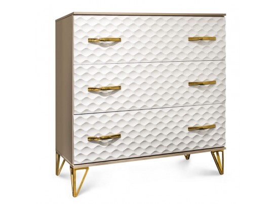 Комод LARA 3 ящика, белый глянец в Набережных Челнах