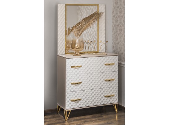 Комод LARA 3 ящика, белый глянец в Набережных Челнах