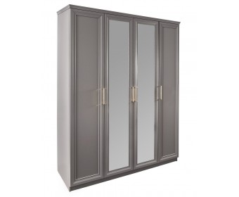 Шкаф МОККО 4-х дверный с зеркалом, серый камень
