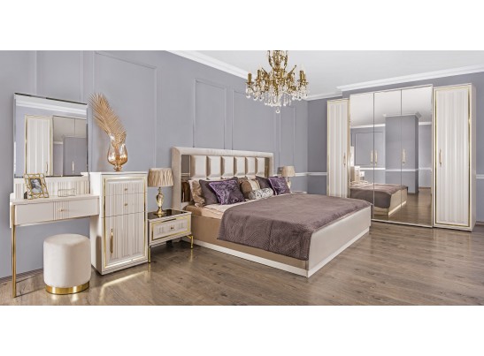 Кровать 1600 с мягким изголовьем ЗАМИРА, бежевый в Набережных Челнах