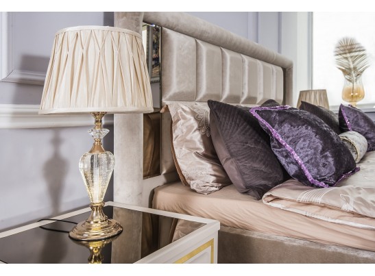 Кровать 1600 с мягким изголовьем ЗАМИРА, бежевый в Набережных Челнах