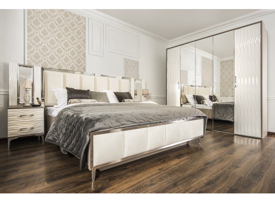 Спальня "Gravita" 5-и ств. шкаф с зеркалами, Белый глянец в Набережных Челнах