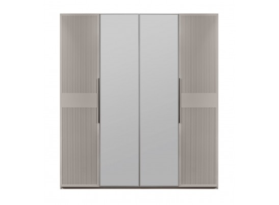Шкаф Стелла 4-створчатый с зеркалом светло серый камень