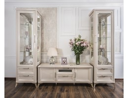 Гостиная Нонна 1+тв+1 бежевый глянец