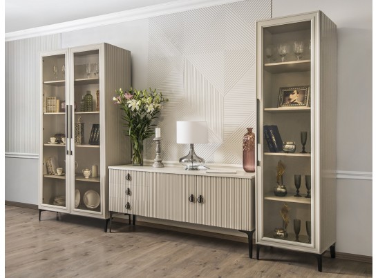 Витрина Стелла 1-ств светло серый камень