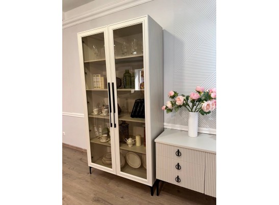 Витрина Стелла 2-ств светло серый камень