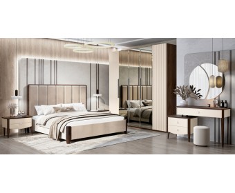 Шкаф Жаклин 5-створчатый с зеркалом бежевый