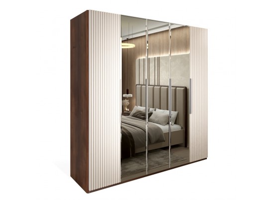 Шкаф Жаклин 5-створчатый с зеркалом бежевый