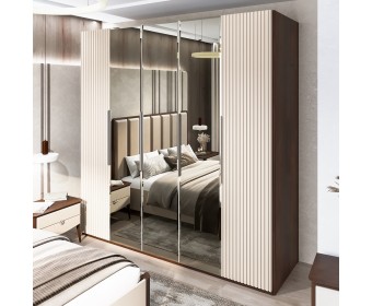 Шкаф Жаклин 5-створчатый с зеркалом бежевый